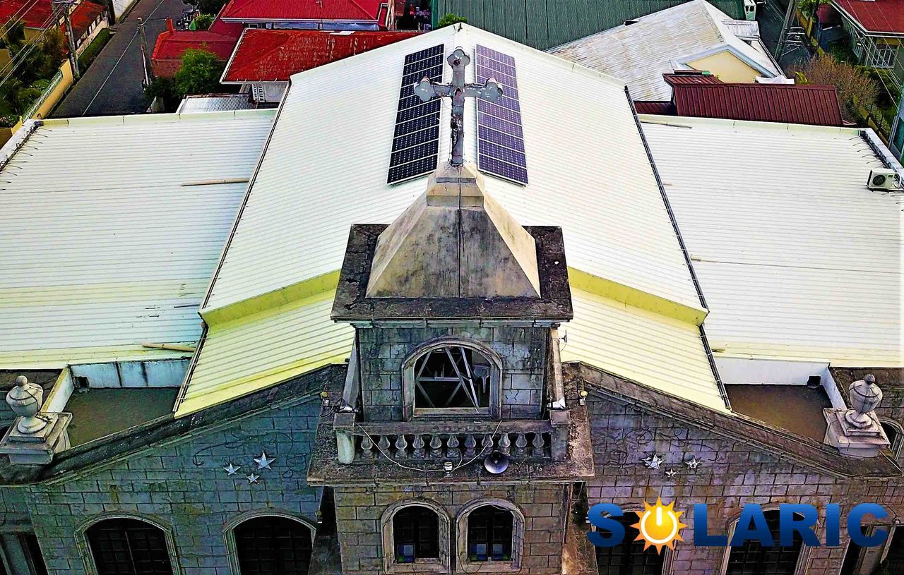 Solar on top of a church in Balanga, Bataan Philippines