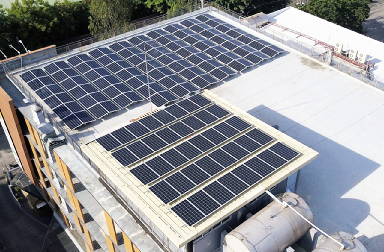 Solar on the roof of a small building