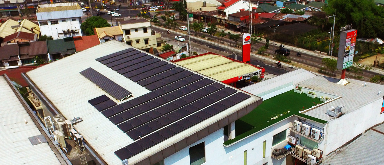 A building with solar panels on its roof
