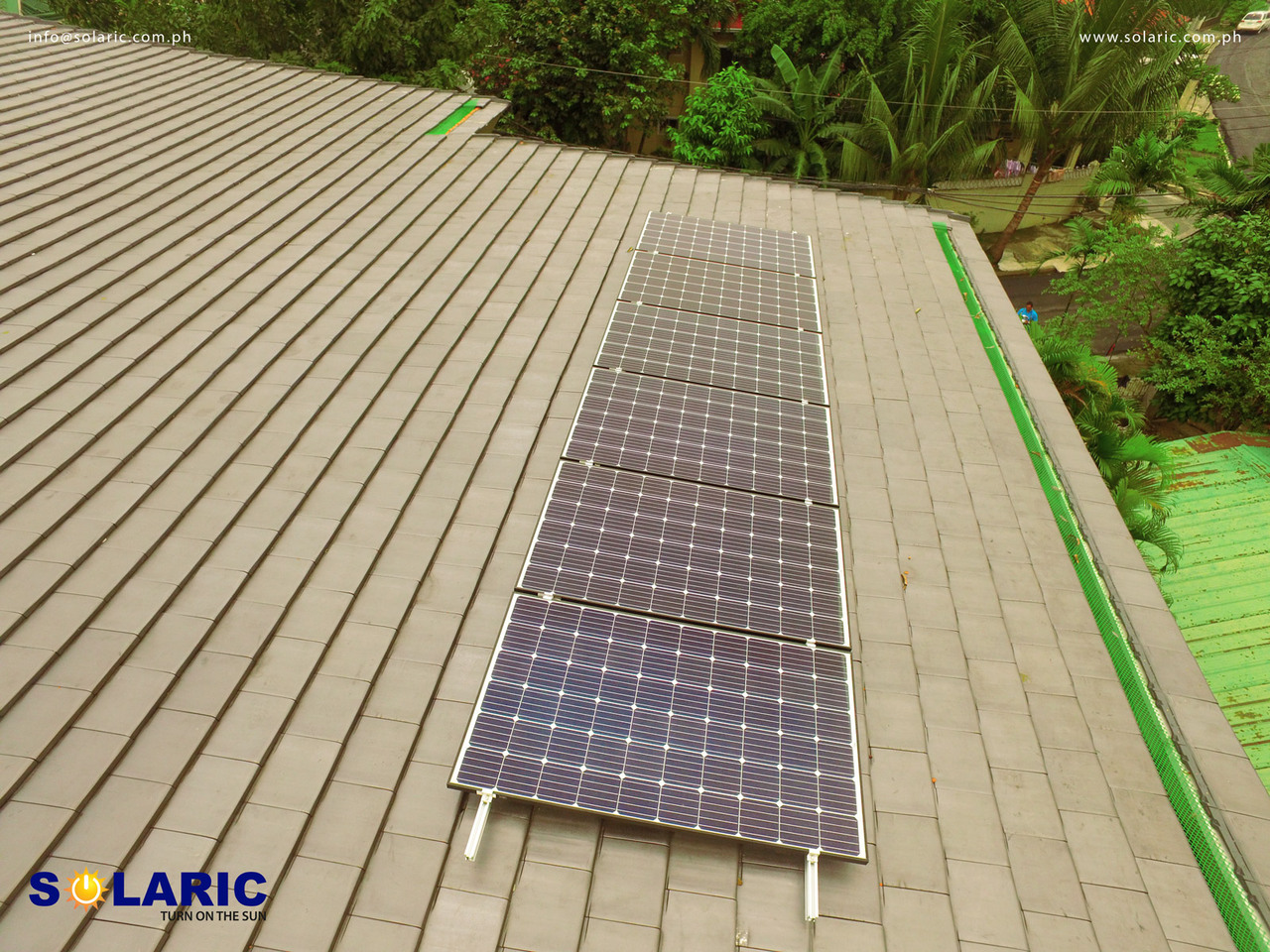 Grid tie system on a roof