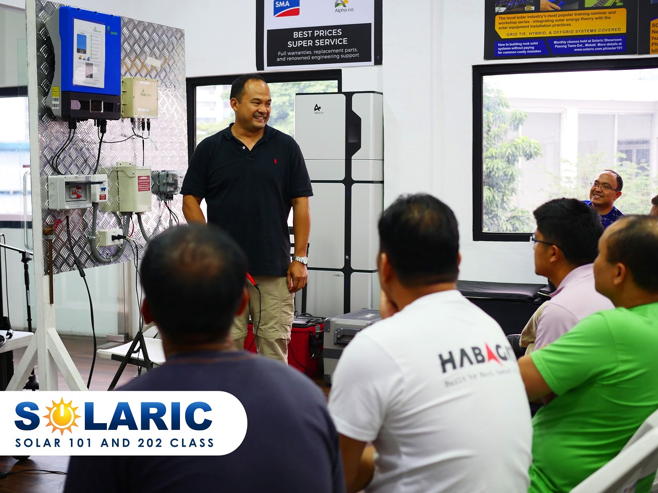 Solaric President and CEO Mike De Guzman giving a talk about solar power