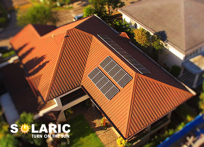 Top shot of a home with rooftop solar