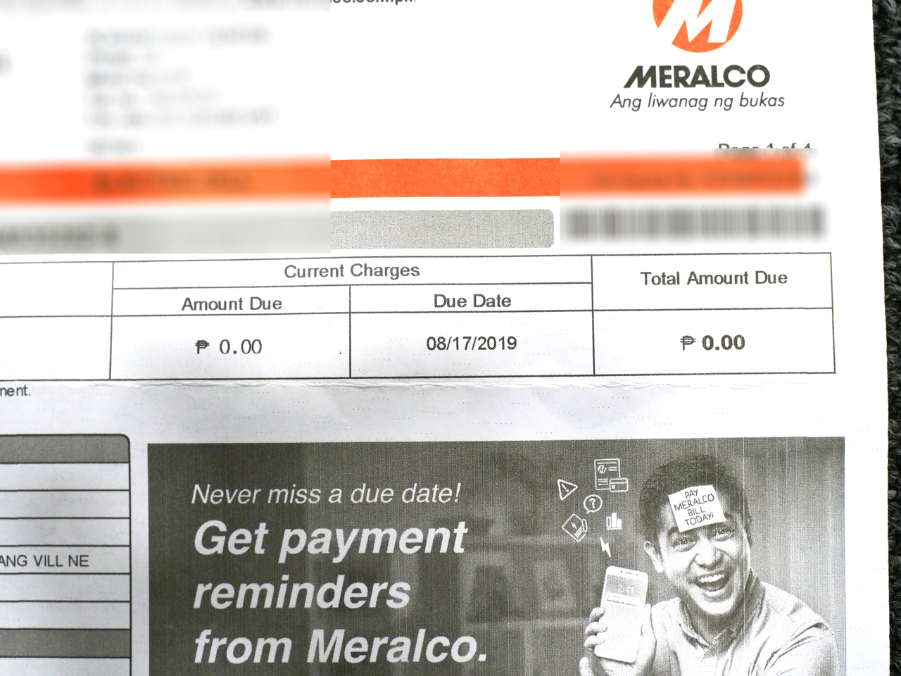 Post-solar electricity bill