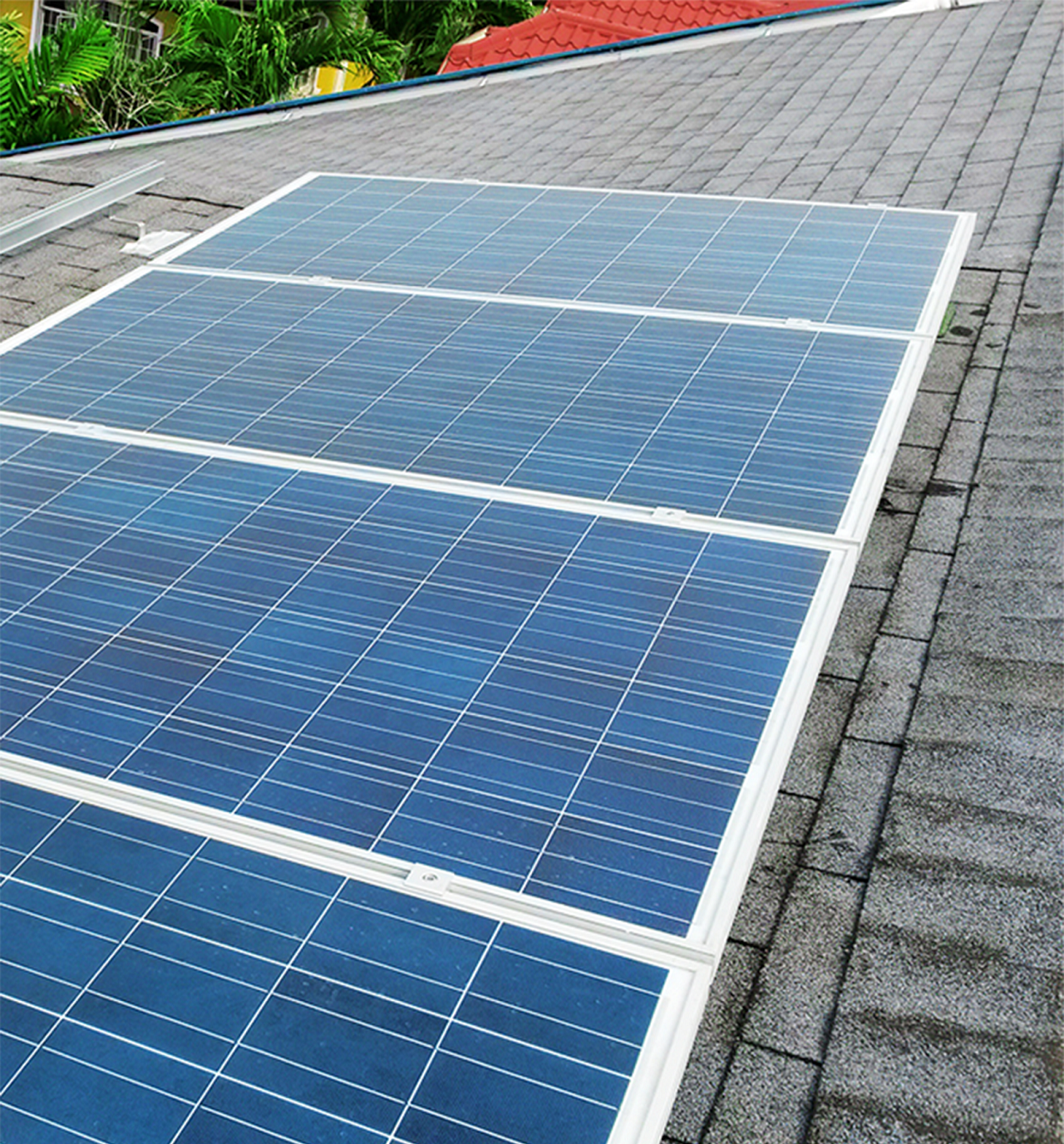 Close up of a solar panel on a roof